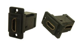 CP30753, Panel Feed-through Black Plastic Frame Connector, CSK, HDMI Socket - HDMI Socket, Cliff