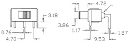 500-SSP1-S1/2M6QE, Slide switch on-on 1P, Taiway