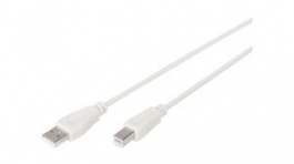 AK-300105-010-E, Cable USB-A Plug - USB-B Plug 1m White, DIGITUS