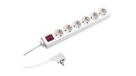 381.244S, Outlet Strip SELLY 6x DE Type F (CEE 7/3) Socket - CEE 7/7 Plug White 1.5m, Bachmann