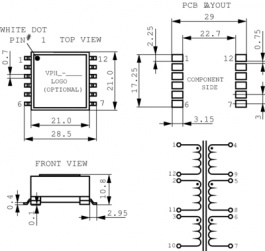 VP5-0155-R, SMD transformer 9.9 uH (6x), Eaton