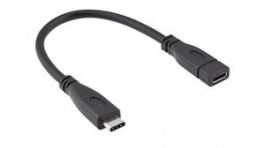11.02.9015, Cable USB-C Plug - USB-C Socket 150mm USB 3.1 Black, Roline