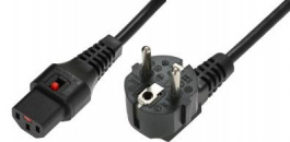 EL249S 1m, IEC LOCK C13 to R/A Schuko plug, H05VV-F 3 X 1.00mm2, 1m, Black, Scolmore