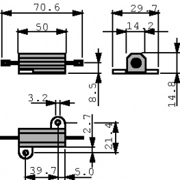 HS50 1R2 F, Wirewound resistor 1.2 Ohm 50 W +- 1 %, Arcol
