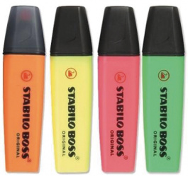 apr-70, STABILO BOSS highlighter original 4 colours Orange / Yellow, Stabilo