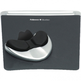 9373003, Health-V gliding palm rest with mouse pad black, Fellowes