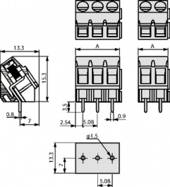 MB322-508M02, PCB Terminal Block 2P5.08 mm, DECA SWITCHLAB