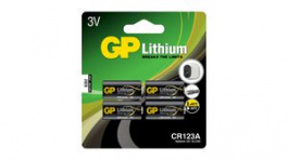 GP CR 123A-U4 / 123A [4 шт], Lithium Battery CR123A 1.4Ah 3V, GP Batteries