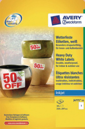 J4775-10, Weatherproof Labels, 10 sheets/10 labels, 210 x 297 mm, Whit, Zweckform