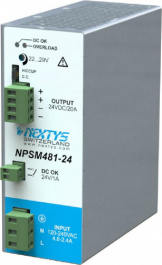 NPSM481-24, Premium Power Supply 1Ph, 480W\In: 120-240Vac, Out: 24Vdc/20A, NEXTYS