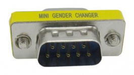RND 205-00933, Mini D-Sub Gender Changer, 9-Pin Socket to 9-Pin Plug, Silver, RND Connect