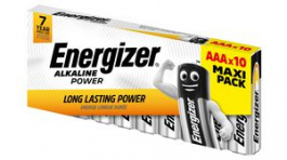 E300171806 [10 шт], Primary Battery, Alkaline, AAA, 1.5V, Power, Pack of 10 pieces, Energizer