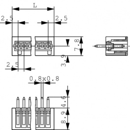 733-342, Pin header, straight Pitch 2.5 mm, 12 Poles, Wago