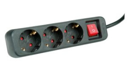 19.07.1070, Outlet Strip 3x Type F (CEE 7/3) - Type F (CEE 7/4) Black 6m, Roline