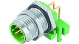 99 3731 202 04, M12 PCB Mount Plug, Right Angled, D-Coded, 4 Pole, Binder