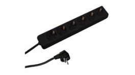381.141S, Outlet Strip SELLY 6x DE Type F (CEE 7/3) Socket - CEE 7/7 Plug Black 1.5m, Bachmann