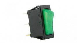 RND 210-00707, Rocker Switch, 1NO, ON-OFF, Black / Green, RND Components