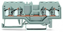 280-833, Соединитель: на рейку; 280; Кол-во полюс:1; клеммы:4; серый; 800В, Wago