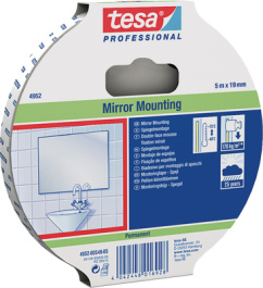 04952 19MM X 10 M WHITE, Double-sided foam tape white 19 mmx10 m, Tesa