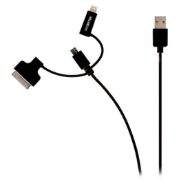 VLMP39410B1.00, Кабель «3 в 1» (USB-Micro B-Lightning-30-pin) 1.0 m USB Typ A-Штекер USB Micro B Male + Dock Adapter + Lightning Adapter-Штекер, Valueline