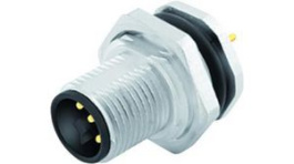 09 0631 90 04, M12 Panel Mount Plug, 4P, T-Coded, M16F, Solder, Binder