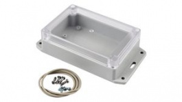 RP1120BFC, Flanged Enclosure with Clear Lid 125x85x40mm Off-White Polycarbonate IP65, Hammond