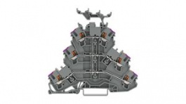 2202-3238, Terminal Block, L, Cage Clamp, 6 Poles, 500V, 24A, 1 ... 2.5mm², Grey, Wago