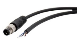 RND 205-01156, M8 Straight Plug Cable Connector, 5m, 4 Poles, A-Coded, Solder, RND Connect