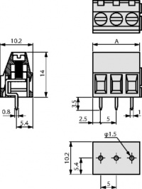 MB310-500M03, PCB Terminal Block 3P5 mm, DECA SWITCHLAB