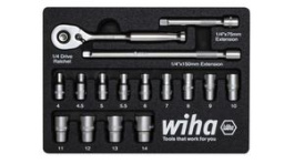 44683, Ratchet Set, 16 Pieces, 1/4", Wiha