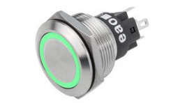 82-6651.2134, Vandal Resistant Pushbutton Switch, Green, 600 mA, 36 V, 1CO, IP65/IP67/IK10, EAO