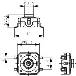 1.14.100.503/0000, Key Switch SMD 100 mA, RAFI