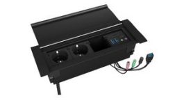 IB-TS401-4, Desk USB Hub, 9x USB A Socket/USB C Socket/3.5 mm Jack Socket/SD Card Slot/microSD Card Slot/DE Type F (CEE 7/3) Socket - DE Type F (CEE 7/4) Plug/USB A Socket, ICY BOX