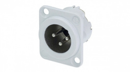 NC3MD-LX-WT, XLR Panel-mount male receptacle 3 DLX Soldering Connection W, Neutrik