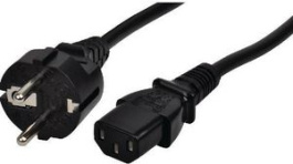 RND 465-00921, Mains Cable Type F (CEE 7/7) - IEC 60320 C13 2.5m Black, RND Connect