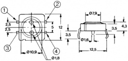 SKHCBHA010, Микропереключатель TACT; SPST; Пол: 2; 0,05A/12ВDC; THT; 2,6Н, Alps