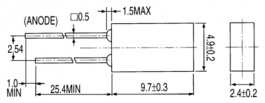1533UYD/S530-A3, LED; прямоугольная; 9,7x4,9x2,4мм; желтый; 10?20мкд; 180°; 20мА, Everlight