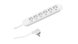 381.248K, Outlet Strip SMART 6x DE Type F (CEE 7/3) Socket - CEE 7/7 Plug White 3m, Bachmann