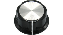 RND 210-00281, Plastic Round Knob with Aluminium Cap, black / aluminium, 6.4 mm, RND Components