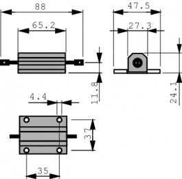 HS100 10K J, Wirewound resistor 10 kOhm 100 W +- 5 %, Arcol