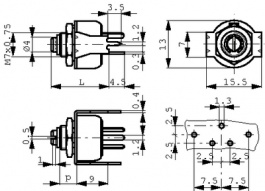 D13A72K2MDII1000, Potentiometer 2.2 kOhm linear +- 20 %, Vishay