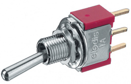 1A13-NF1PCAE, Miniature Toggle Switch, On-Off-On, Soldering Pins, Straight, Eledis
