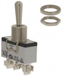 638H, Переключатель: тумблер; Положения:3; SP3T; ON-OFF-(ON); 5A/25ВDC, APEM