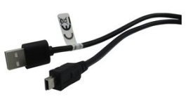 RND 765-00050, USB A Plug to USB Mini-B 5-Pin Plug Cable 3m Black, RND Connect