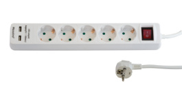 KF-B-05KFU, Power strip + USB 5 Protective contact DE - 1.4 m, Maxxtro