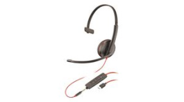 209750-201, USB-C Headset, Blackwire 3200, Mono, On-Ear, 20kHz, USB/Stereo Jack Plug 3.5 mm,, Poly