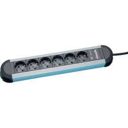 331.012, Outlet Strip PRIMO 12x DE Type F (CEE 7/3) Socket - DE Type F (CEE 7/7) Plug Black / Silver 1.75m, Bachmann