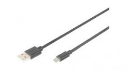 AK-300110-030-S, Cable USB-A Plug - USB Micro-B Plug 3m Black, DIGITUS