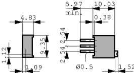 3296W-1-250LF, Trimmer Potentiometer 25 Ohm 500 mW, Bourns