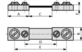 BLOCK SHUNT 15A/50MV, Шунт 15 A, 50 mV, класс 1.0, Fujita Electric